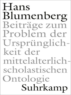 cover image of Beiträge zum Problem der Ursprünglichkeit der mittelalterlich-scholastischen Ontologie